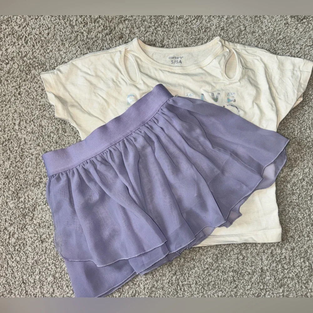 Carter’s Positive Vibes T-Shirt and Purple Skirt Set